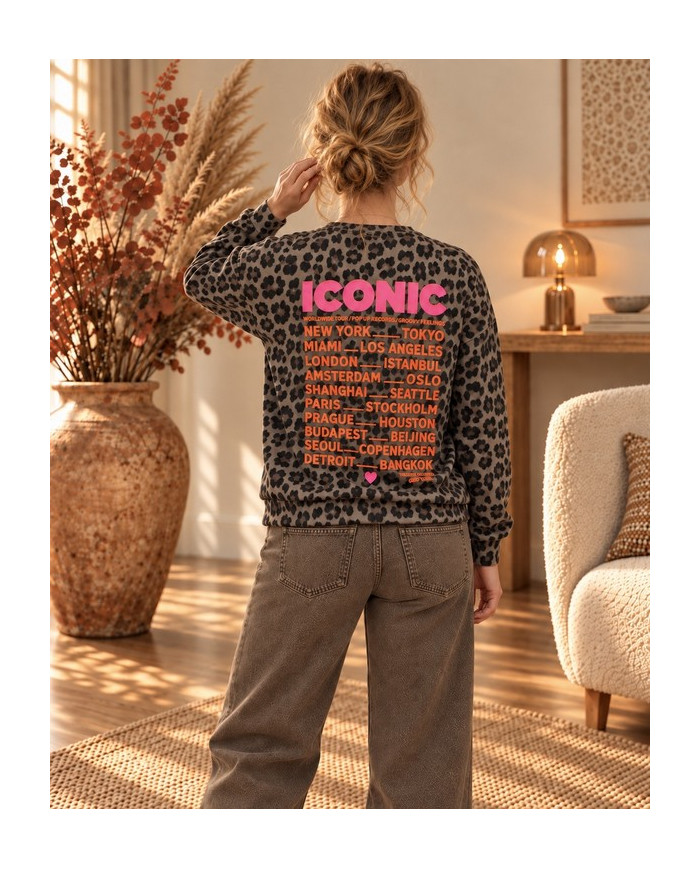 Sweat taupe léopard "Iconic"