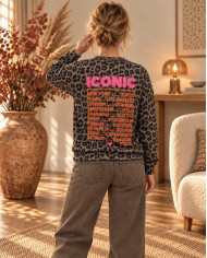 Sweat taupe léopard "Iconic"