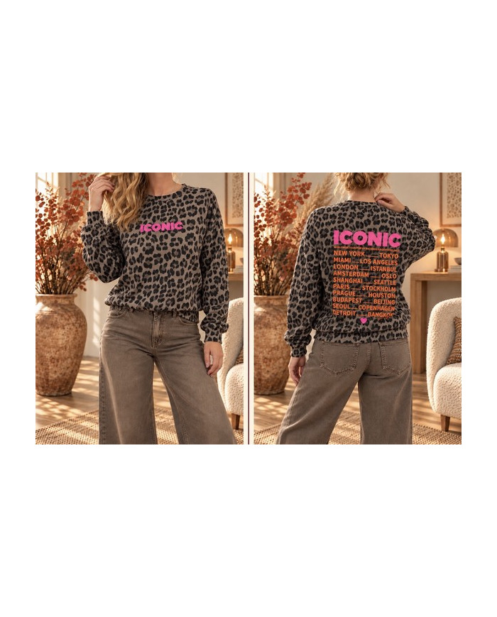 Sweat taupe léopard "Iconic"