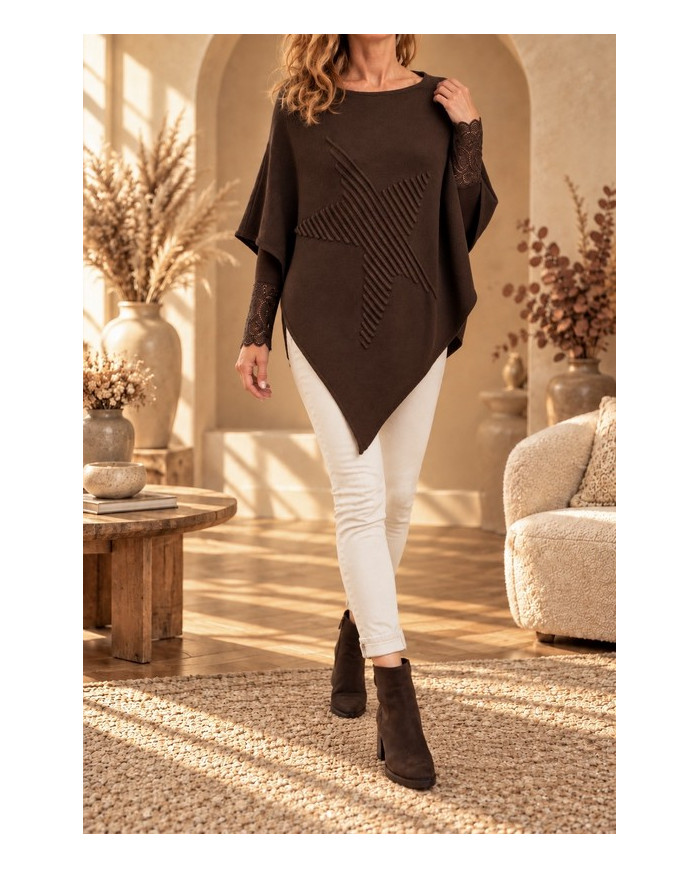 Poncho étoile chocolat
