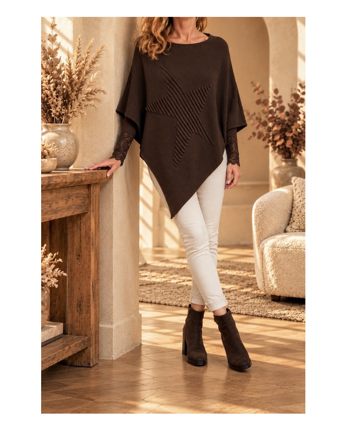 Poncho étoile chocolat
