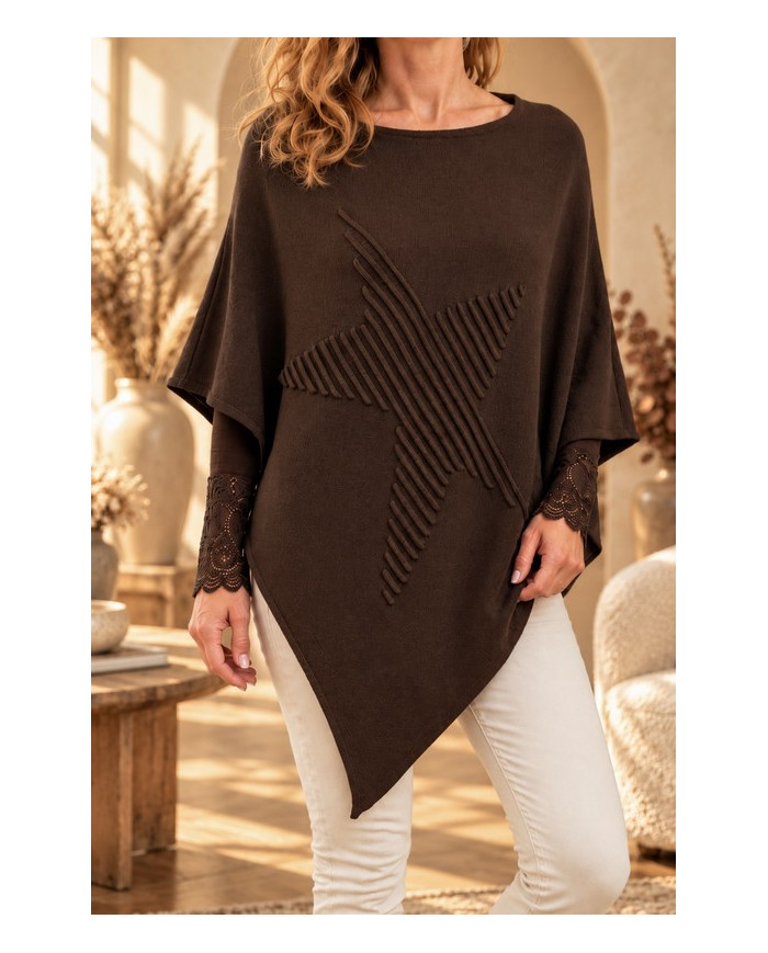 Poncho étoile chocolat