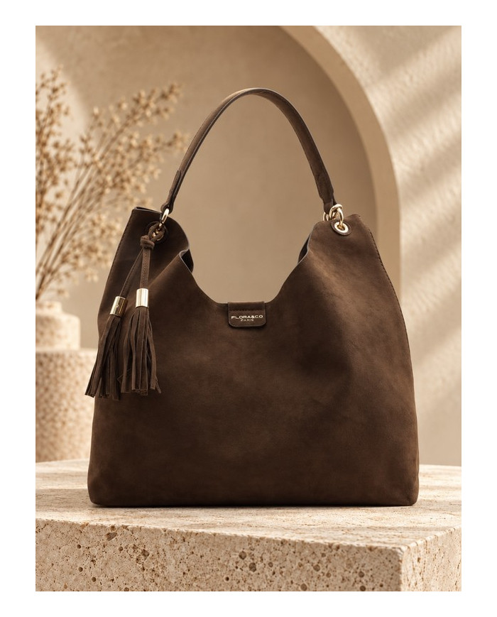 Sac en daim marron chocolat Hélie