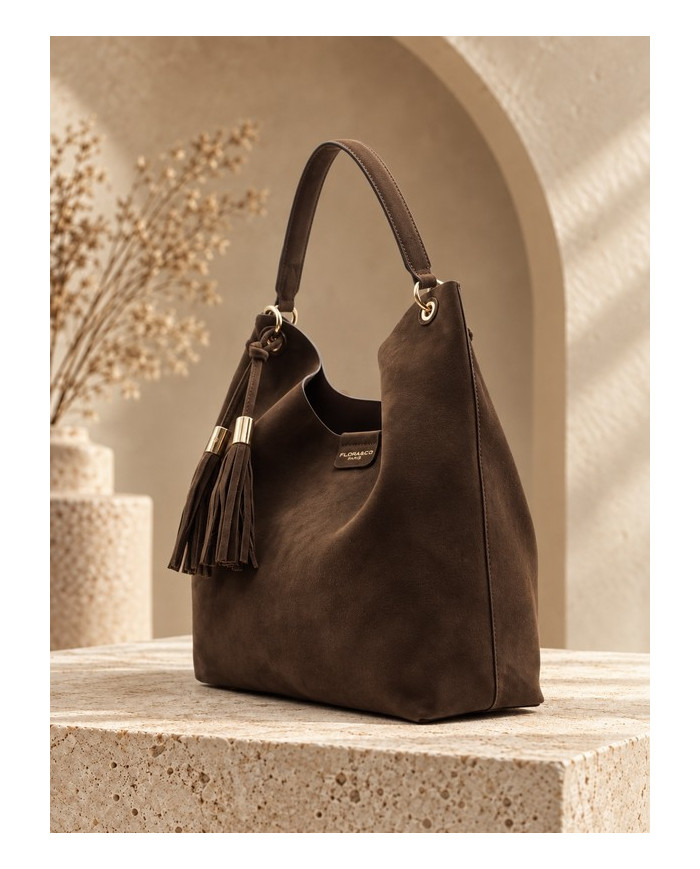 Sac en daim marron chocolat Hélie