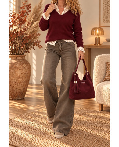 Sac en daim bordeaux Tessia