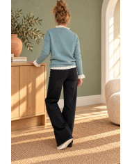 Pull vert amande avec petits boutons