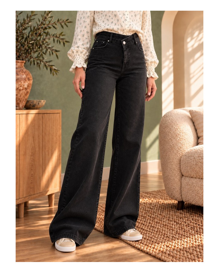 Jean large croisé noir used Joyce (coupe longue)