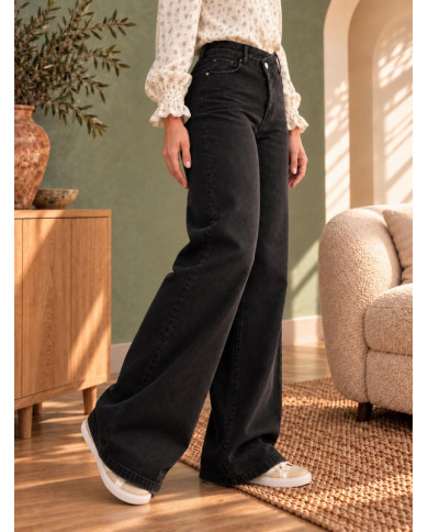 Jean large croisé noir used Joyce (coupe longue)