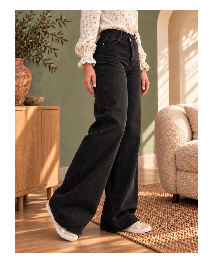 Jean large croisé noir used Joyce (coupe longue)