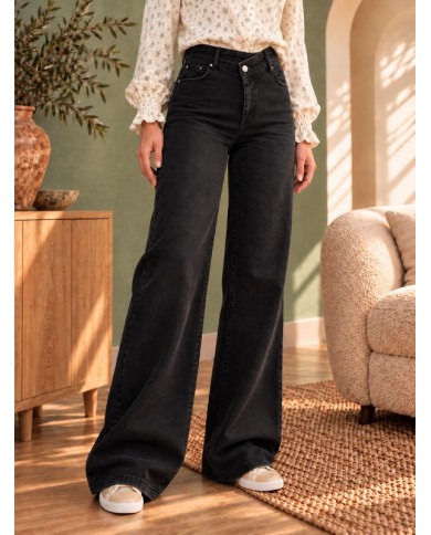 Jean large croisé noir used Joyce (coupe longue)