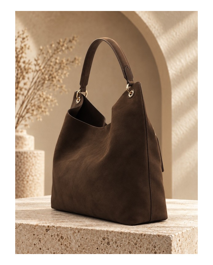 Sac en daim marron chocolat Hélie