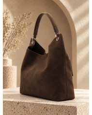 Sac en daim marron chocolat Hélie