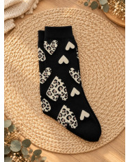 Chaussettes cœurs léopard