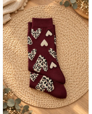 Chaussettes cœurs léopard