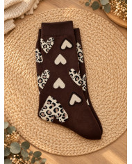 Chaussettes cœurs léopard