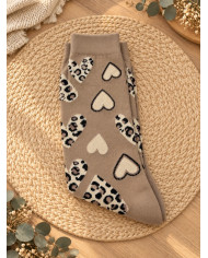 Chaussettes cœurs léopard