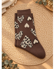 Chaussettes cœurs léopard