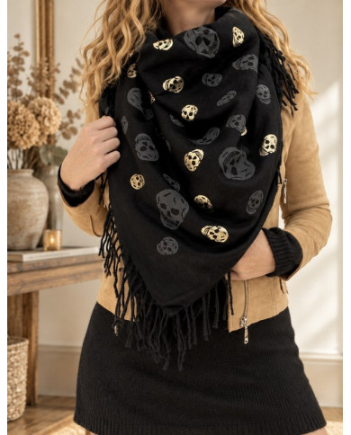 Echarpe chaude patchwork noire Gaya