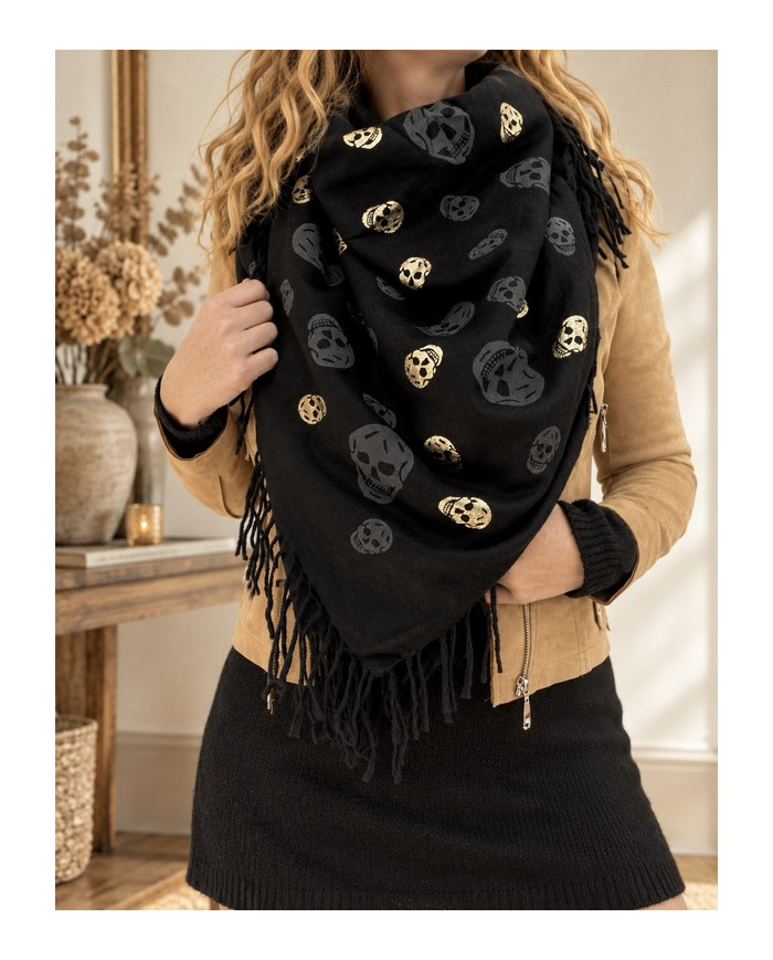 Echarpe chaude patchwork noire Gaya
