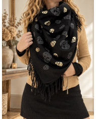 Echarpe chaude patchwork noire Gaya