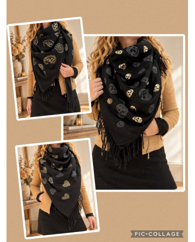 Echarpe chaude patchwork noire Gaya