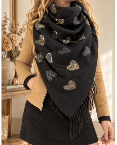 Echarpe chaude patchwork noire Gaya