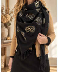 Echarpe chaude patchwork noire Gaya