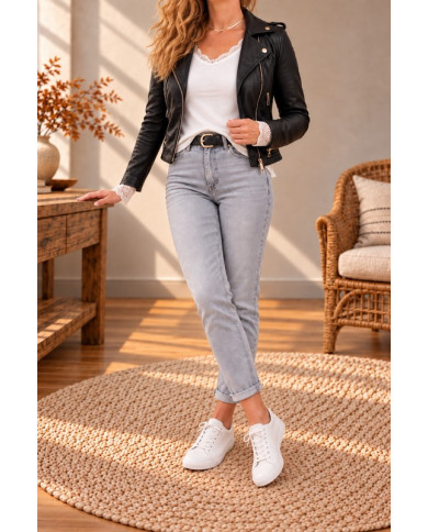 Jean mom gris clair Polly