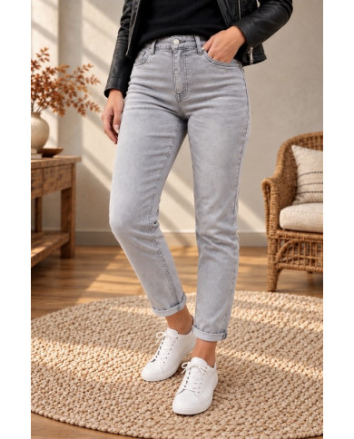 Jean mom gris clair Polly