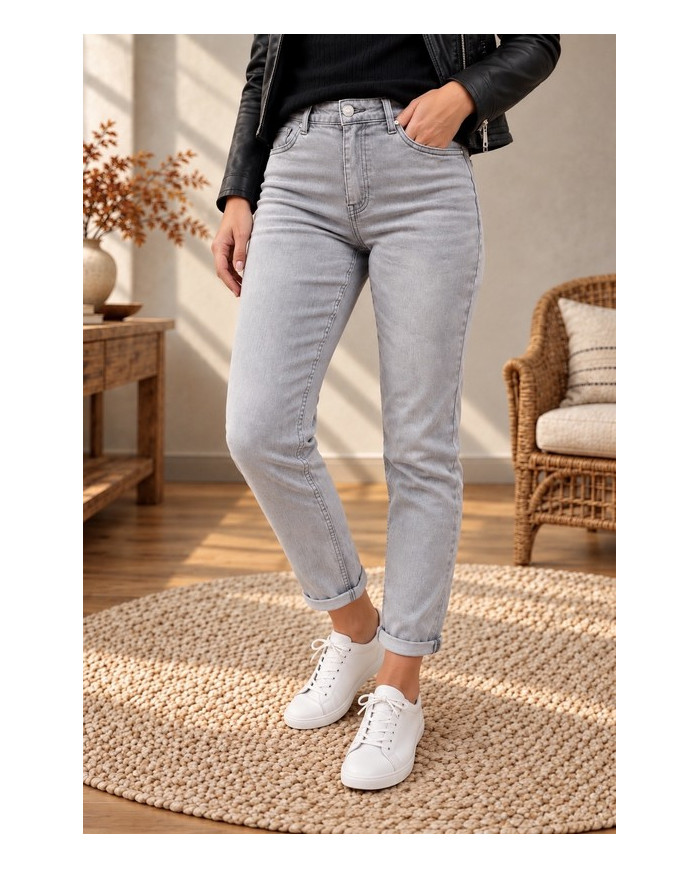 Jean mom gris clair Polly