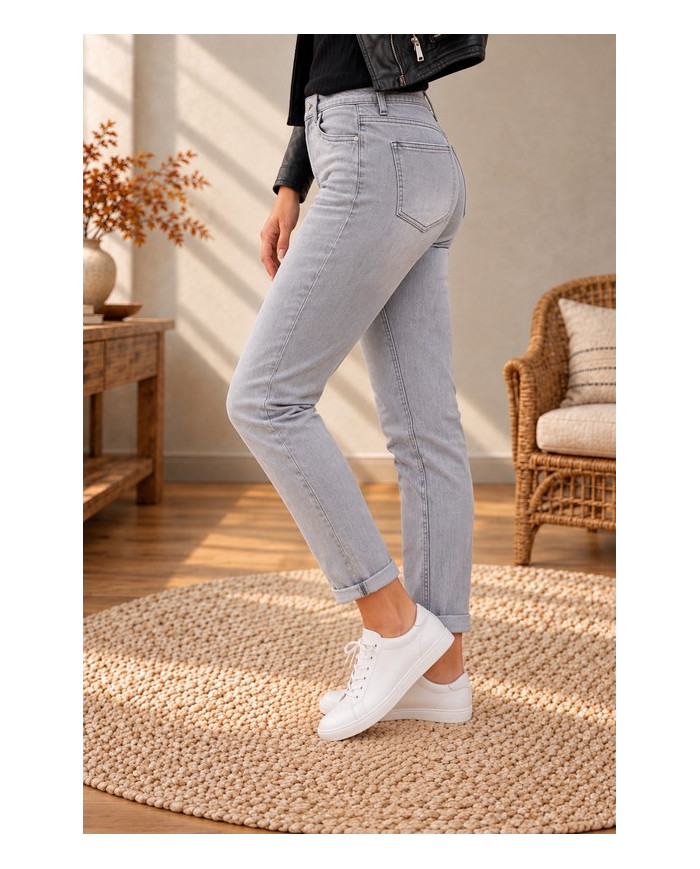 Jean mom gris clair Polly