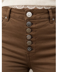 Pantalon tabac boutons bijoux Dario