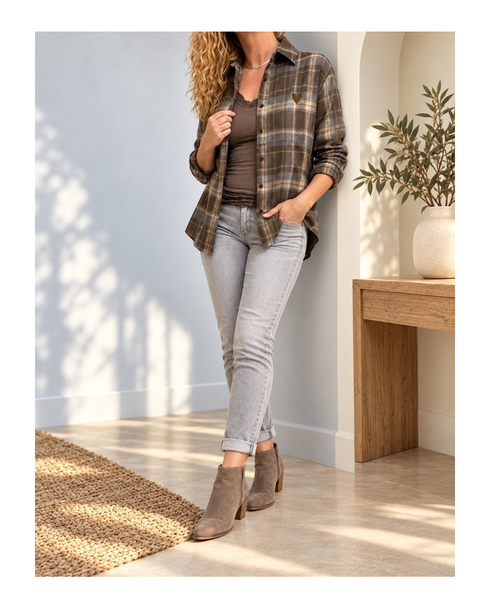 Chemise à carreaux brown & blue Marcus