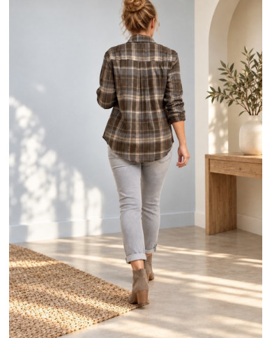 Chemise à carreaux brown & blue Marcus