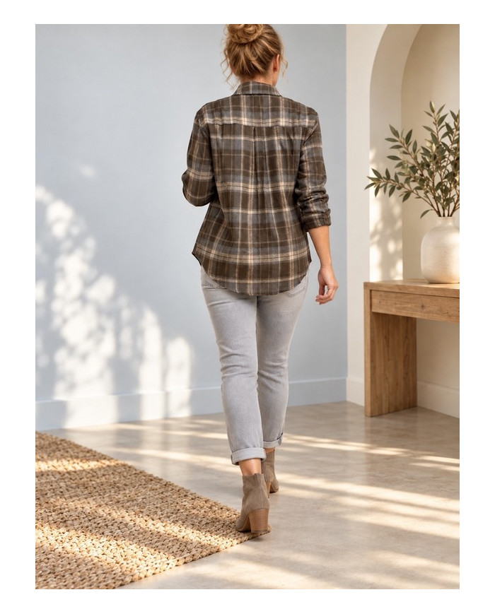 Chemise à carreaux brown & blue Marcus