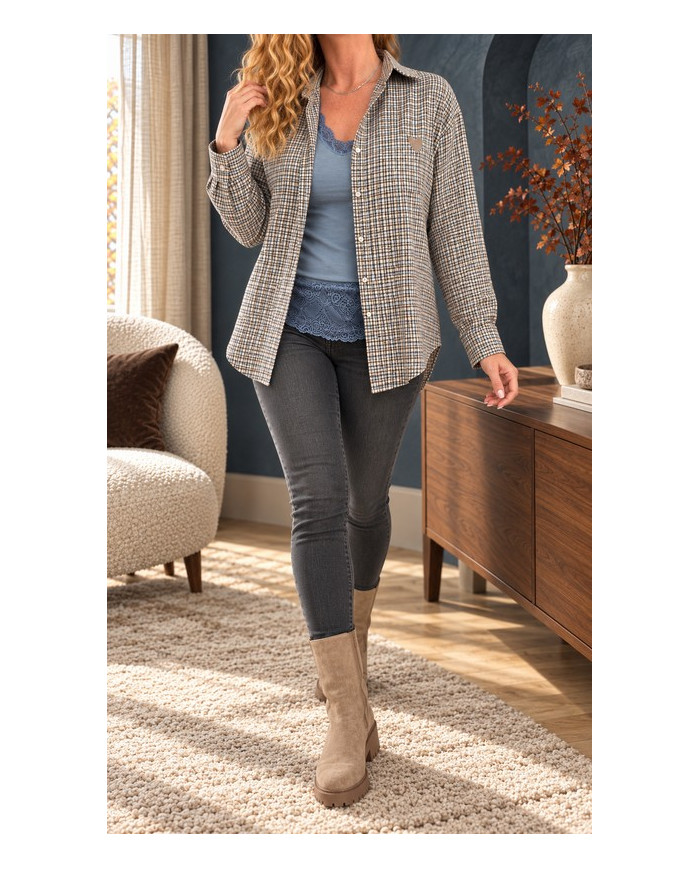 Top léger dentelle bleu jean