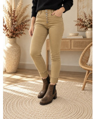 Pantalon taupe boutons bijoux Célio