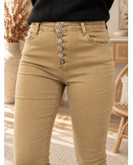 Pantalon taupe boutons bijoux Célio