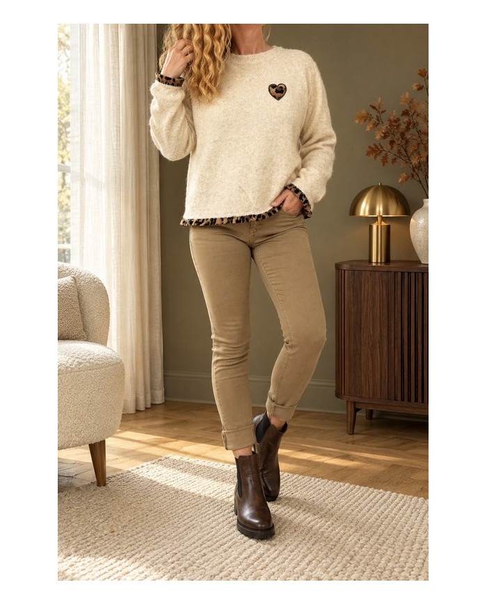 Pantalon taupe boutons bijoux Célio
