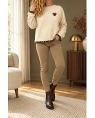Pantalon taupe boutons bijoux Célio