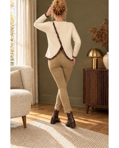 Pantalon taupe boutons bijoux Célio