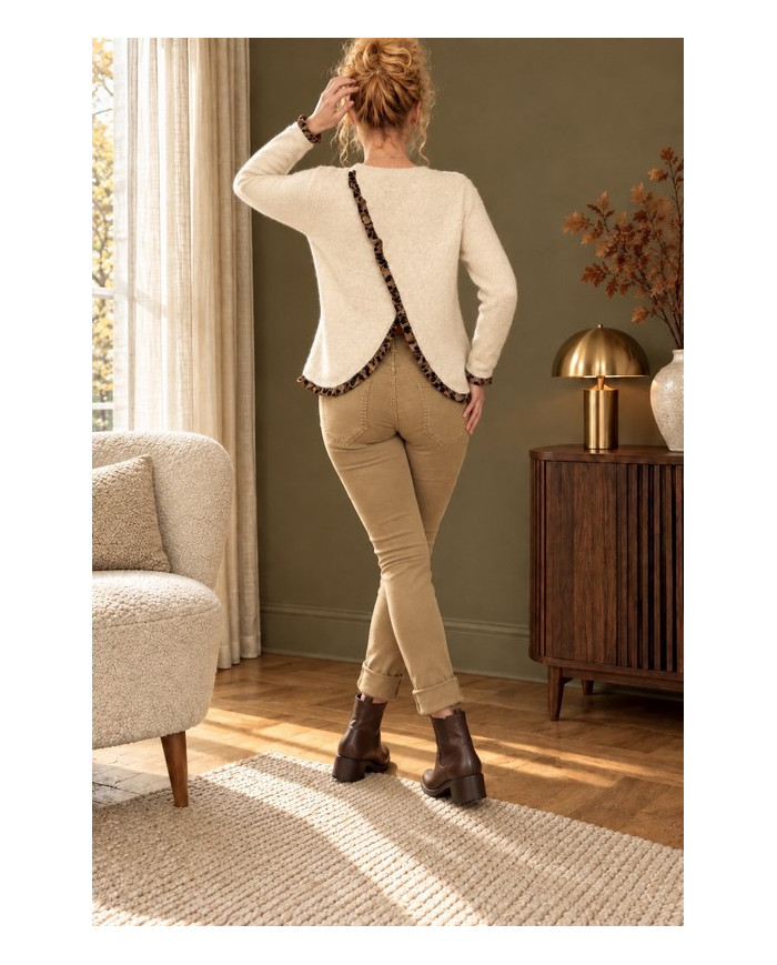 Pantalon taupe boutons bijoux Célio