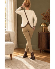 Pantalon taupe boutons bijoux Célio