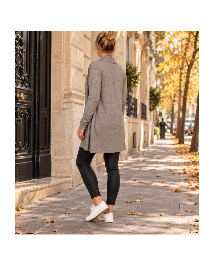 Gilet doux gris taupe