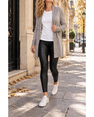 Gilet doux gris taupe