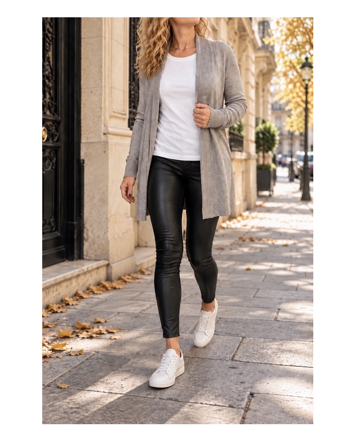 Gilet doux gris taupe