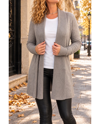 Gilet doux gris taupe