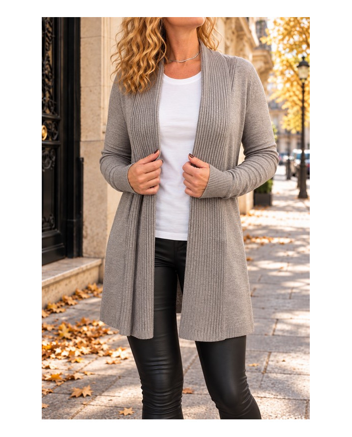 Gilet doux gris taupe