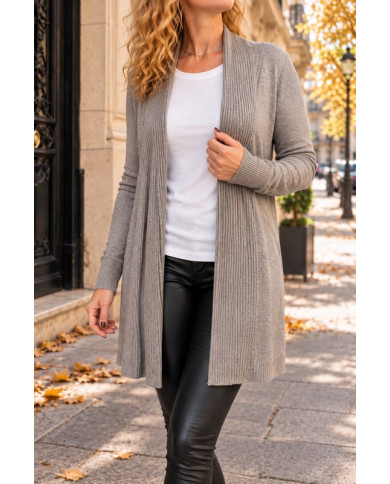 Gilet doux gris taupe