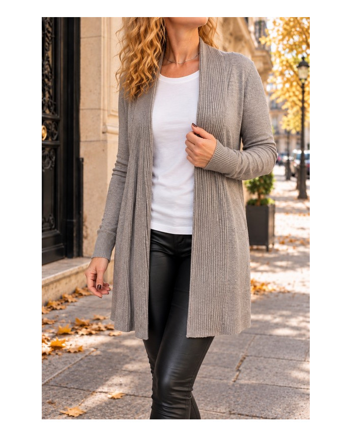 Gilet doux gris taupe